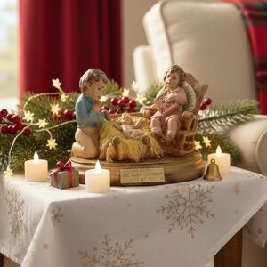Mario Vivian Ceramic Christmas Sculpture Nativity Children With Baby Jesus Heavy